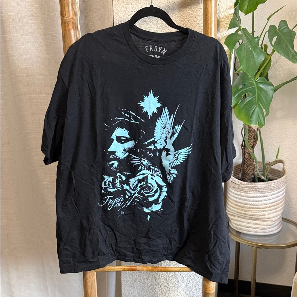 Black Graphic Tee with Artistic Print